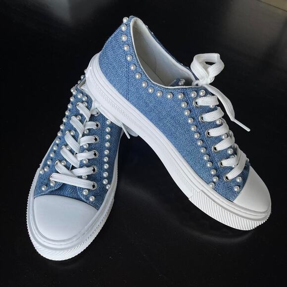 stuart weitzman pearl denim sneakers - Picture 2 of 4